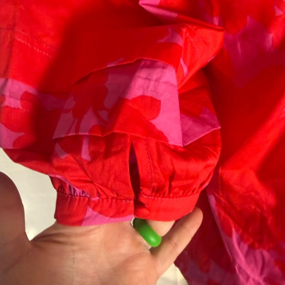 Sugarlips Floral Puff Sleeve High Neck Blouse Red Pink Size Small - Picture 3 of 8